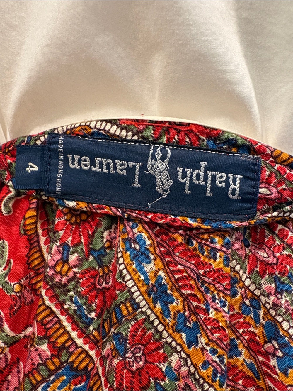 Vintage Ralph Lauren Blue Label 90s Red Long Paisley Skirt size 4 - Picture 8 of 13